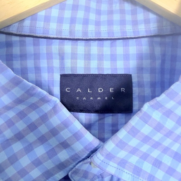 Calder Carmel Limited Edition Button Down Up Dress Shirt XXL Plaid Blue Cotton - Picture 4 of 8